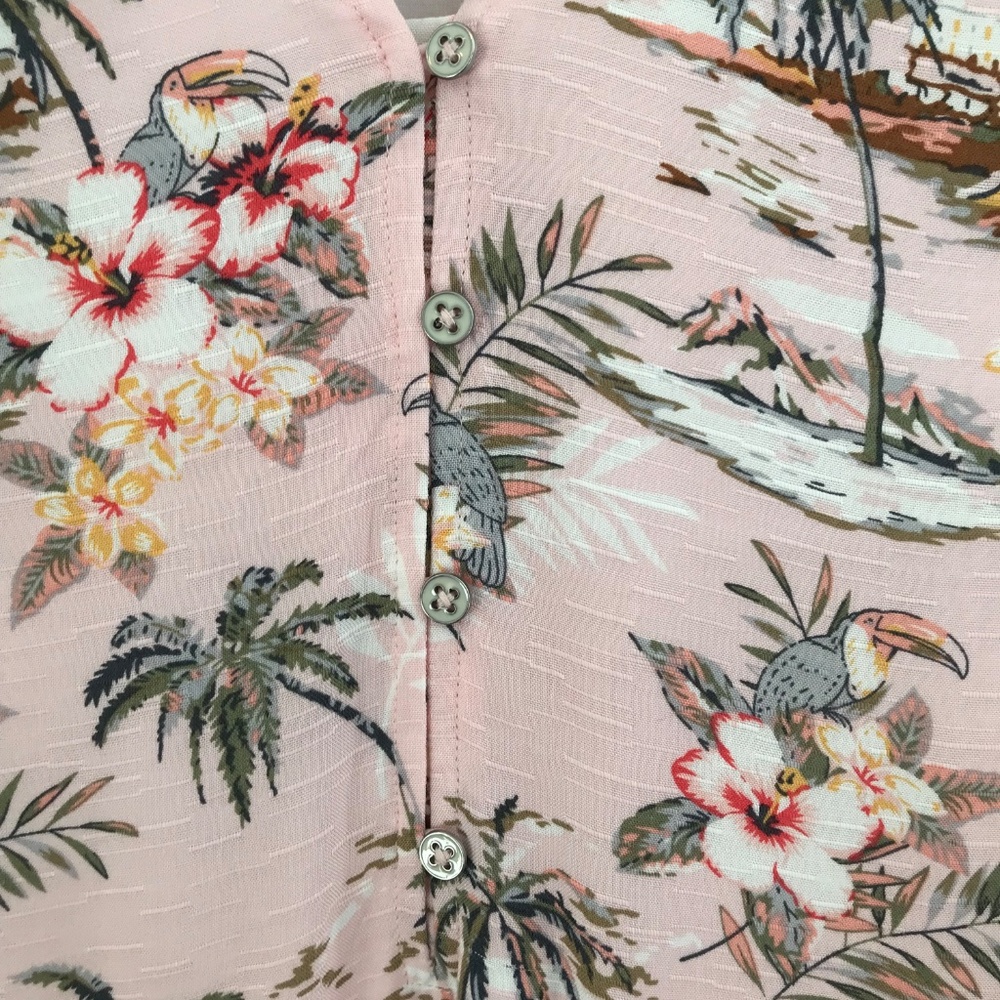 NWT Tribal Femme summer dress in women XS baby pink floral birds sleeveless vaca - Picture 3 of 14
